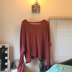 SHEIN waffle drop shoulder crop sweater